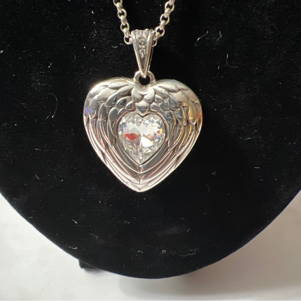 Brighton Wings of Love Red Heart Necklace. Silver tone. Pre-owned.